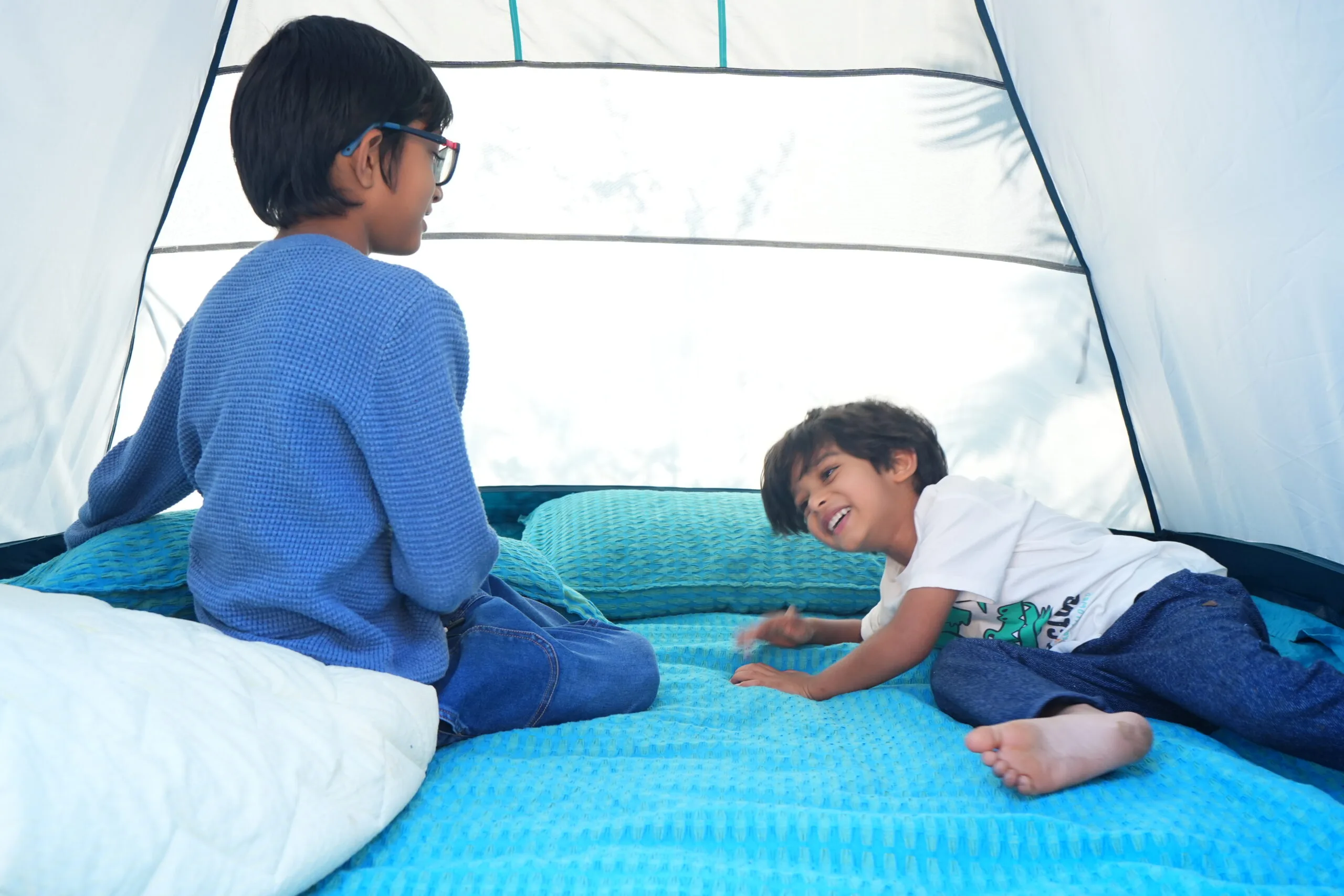 Children playing at the farm campsite near Bangalore